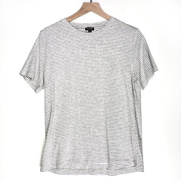 Splendid Stripe Jersey Knit‎ Short Sleeve Tee L Grey White Lounge - Picture 1 of 5
